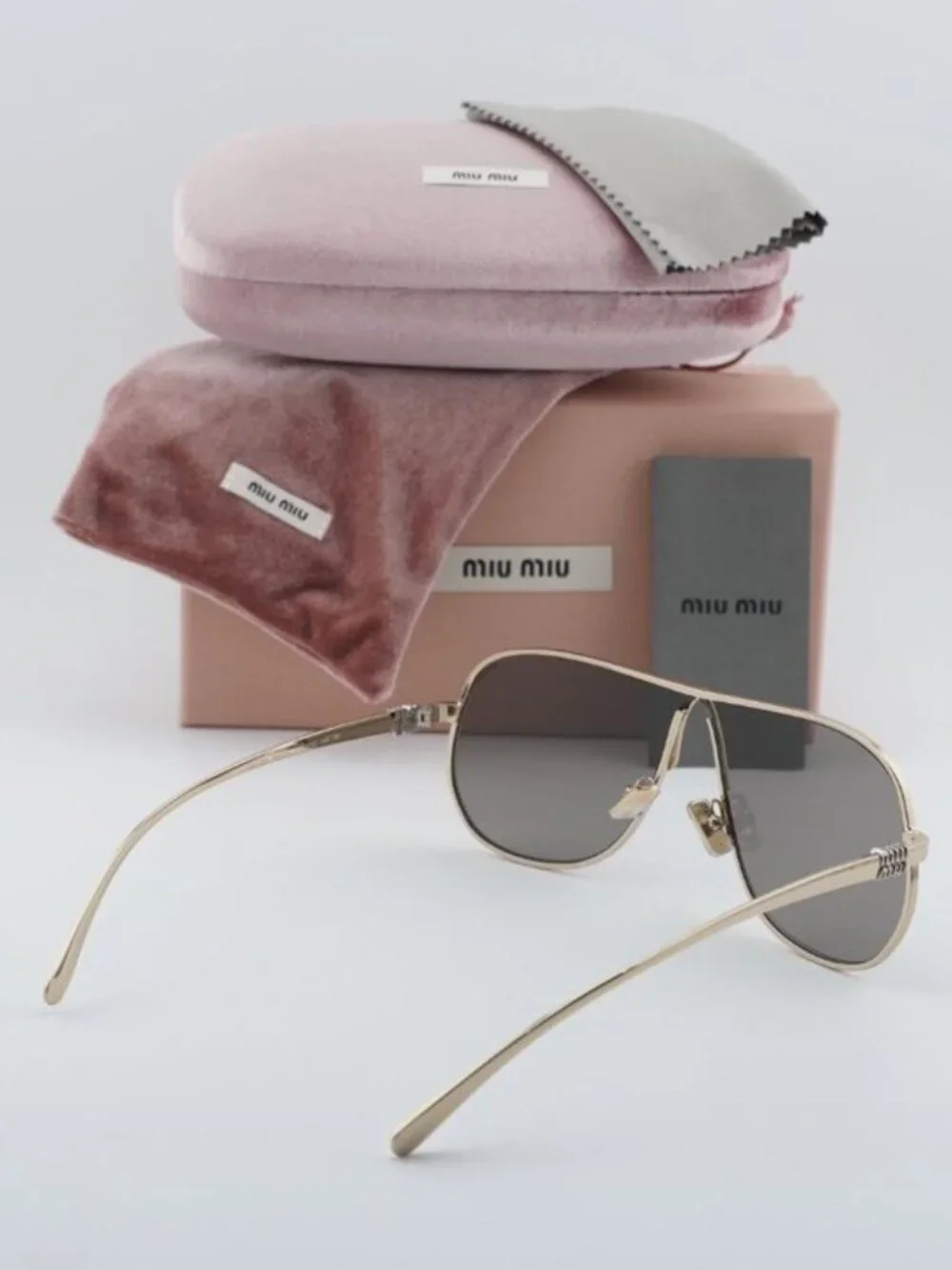 Miu Miu MUA56S ZVN80Q Geometric Sunglasses – Gold/Dark Grey